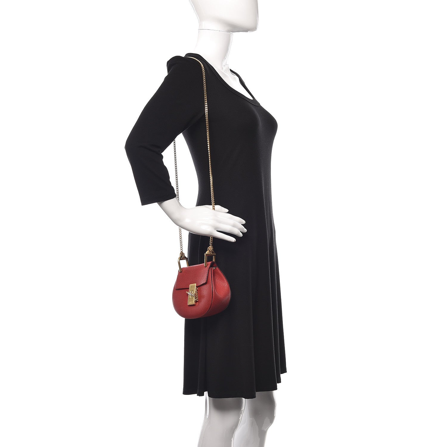 Chloe Grained Lambskin Nano Drew Shoulder Bag Intense Red 2 of 12