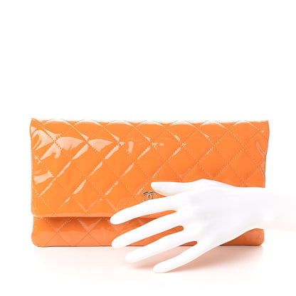Chanel Patent Calfskin Quilted Beauty CC Clutch Orange 2 of 8