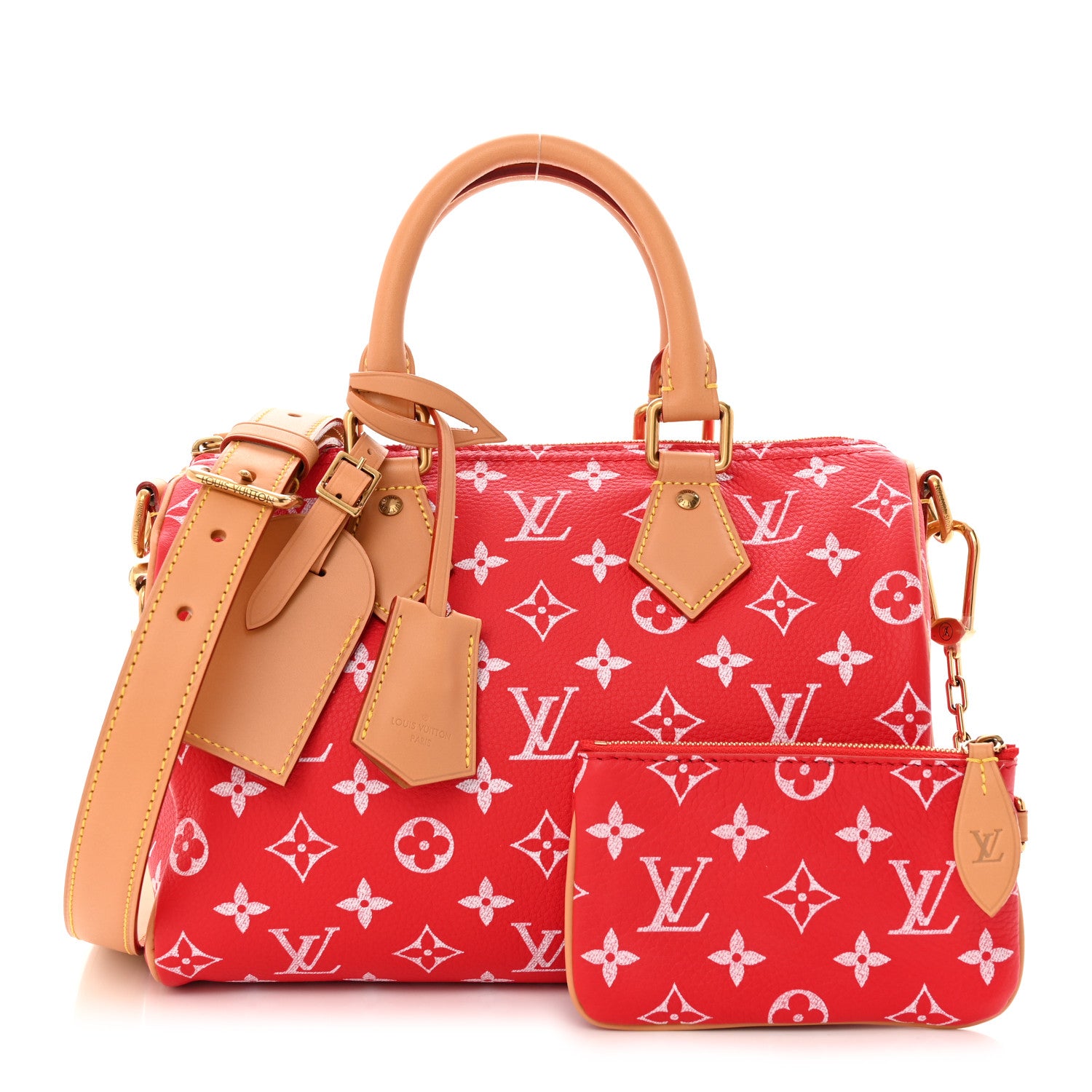 Louis Vuitton Soft Calfskin Monogram Speedy P9 Bandouliere 25 Red 1 of 12