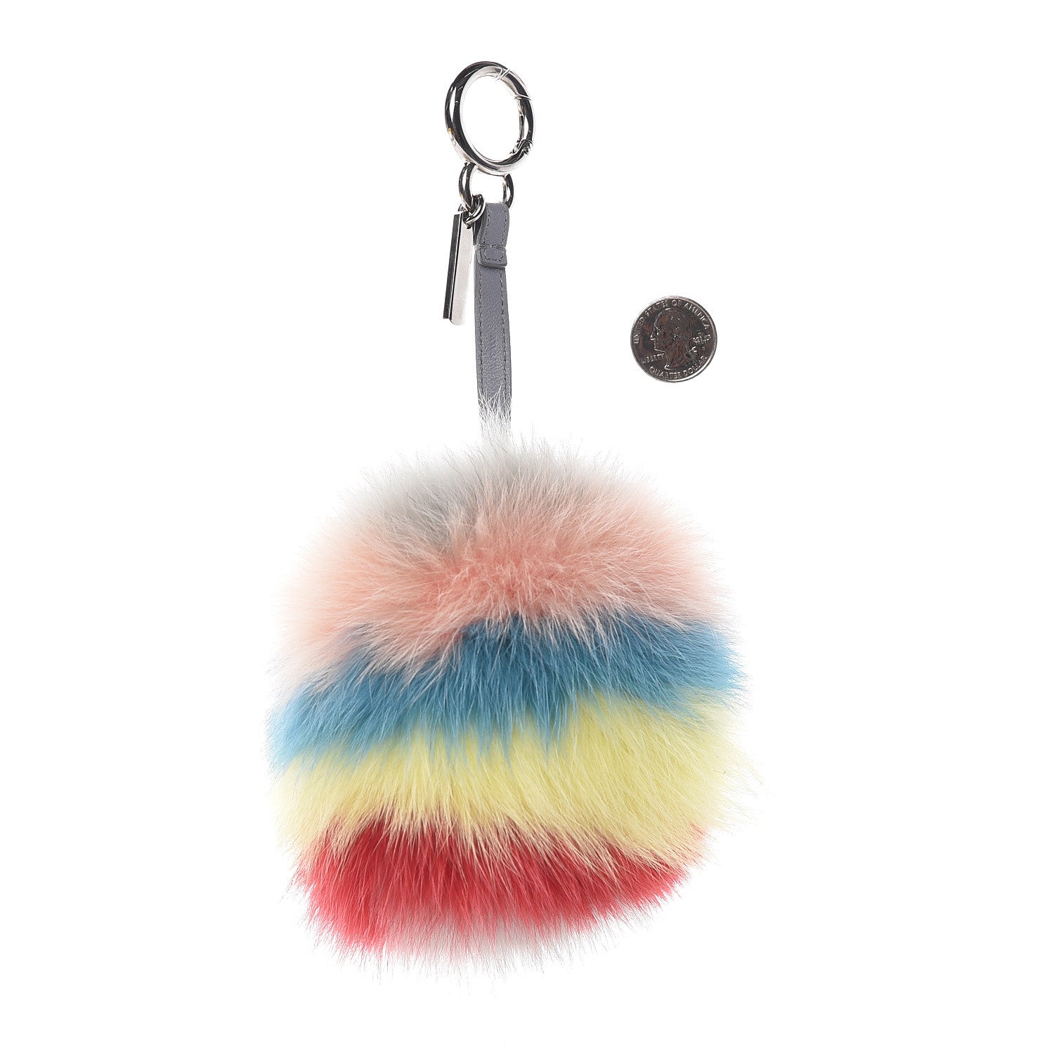 Fendi Fox Fur Rainbow Pom Pom Bag Charm Red Multicolor 2 of 3