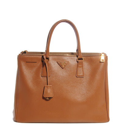Prada Saffiano Lux Large Double Zip Tote Caramel 1 of 11