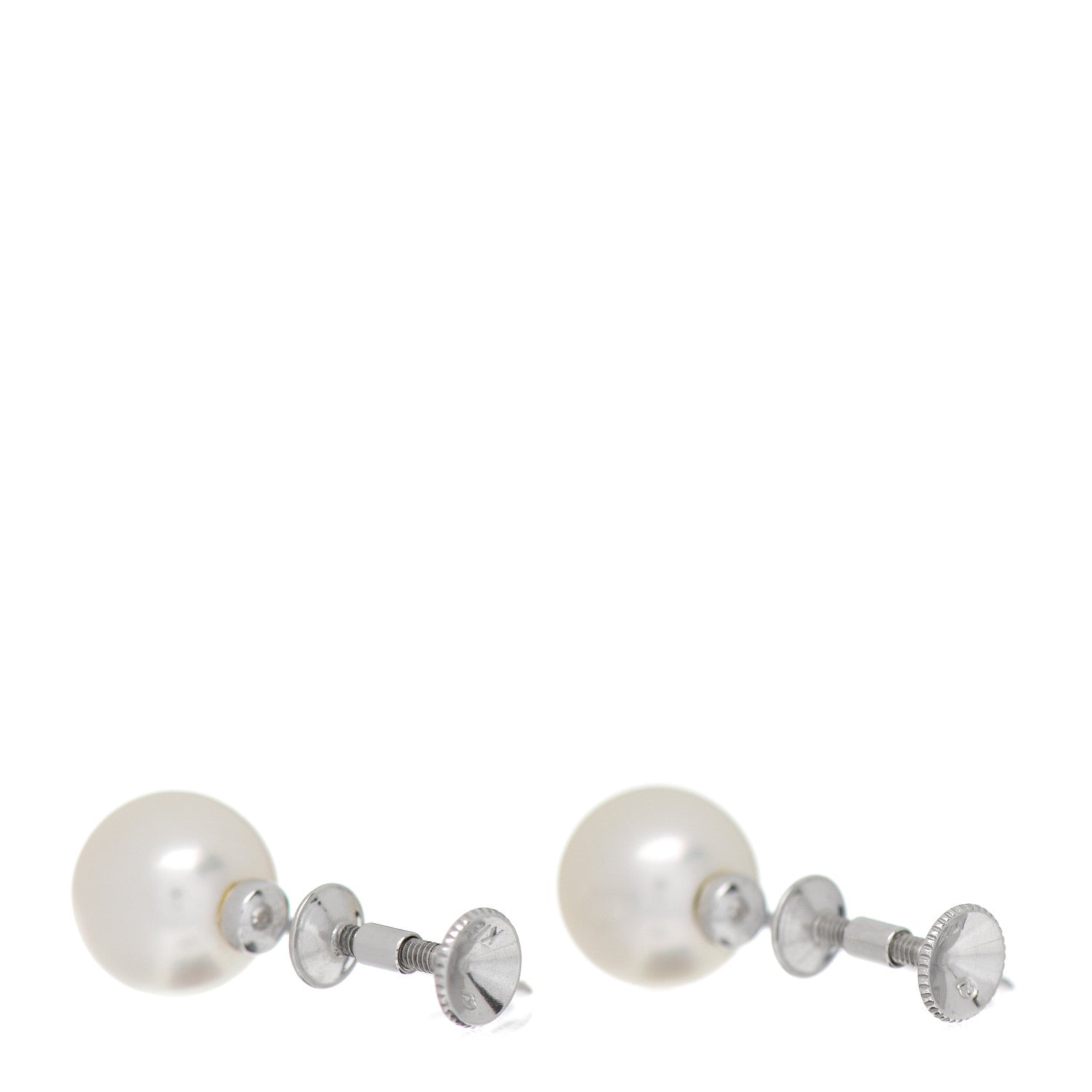 Mikimoto 18K White Gold Pearl 7-7.5mm Screw Back Earrings 3 of 4