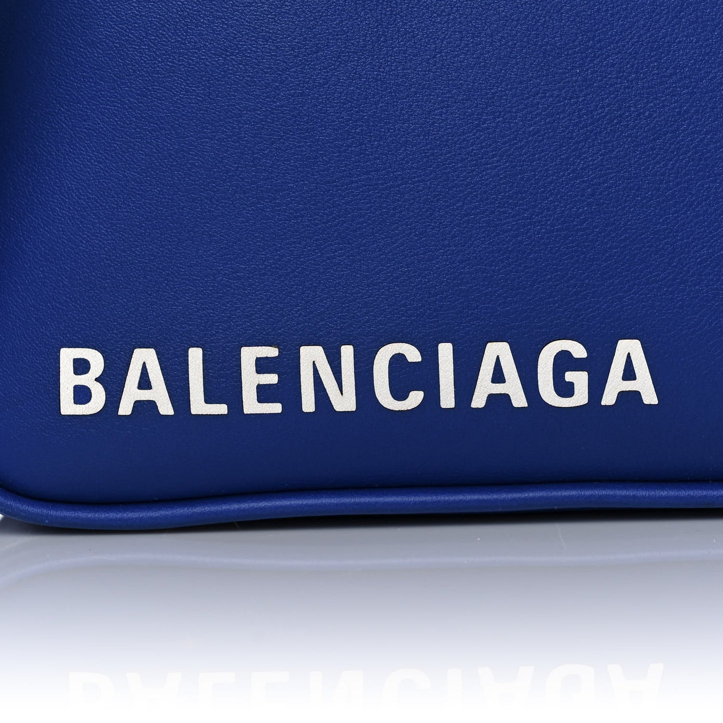 Shiny Day Calfskin Logo XS Triangle Square Bag Bleu Roi White