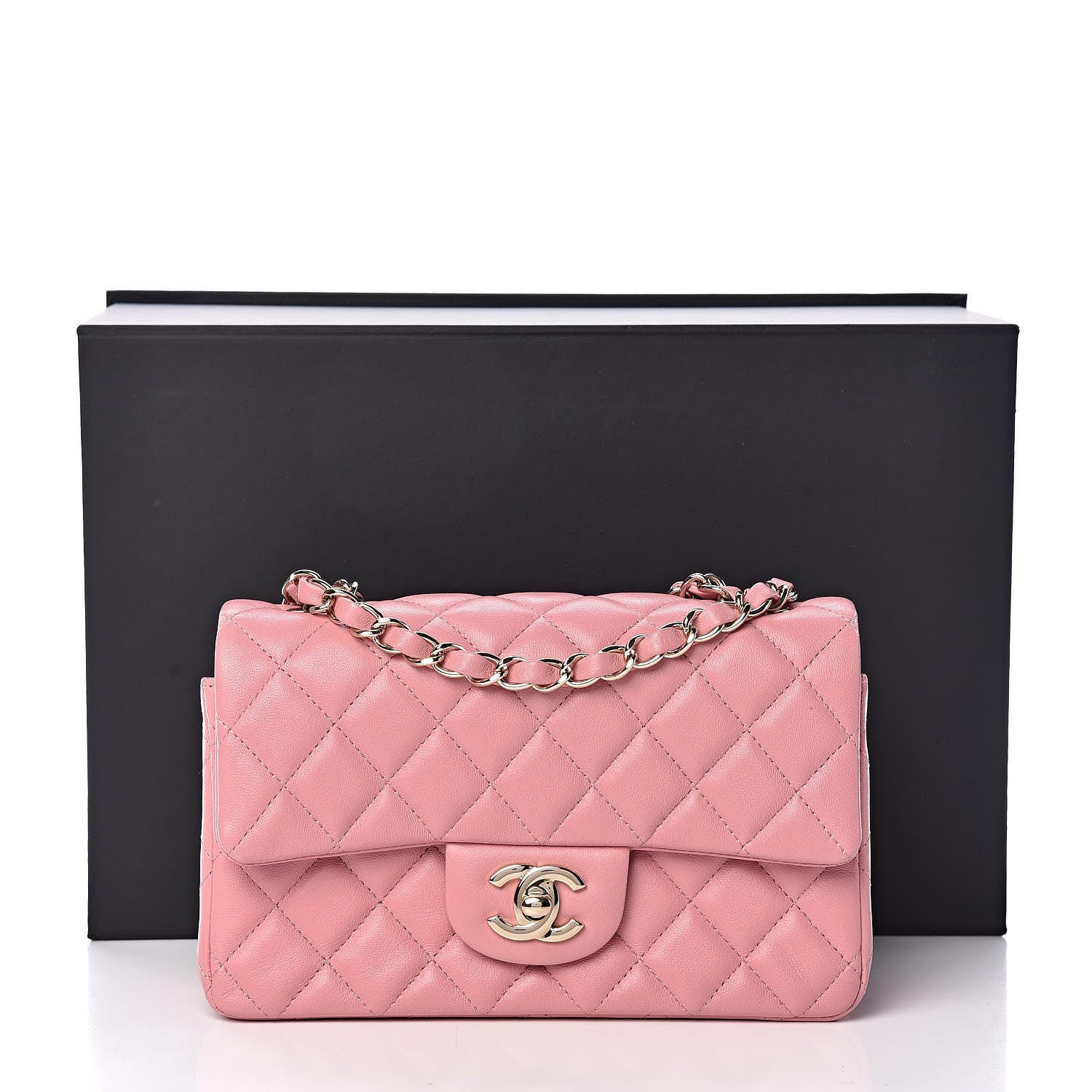 Chanel Lambskin Quilted Mini Rectangular Flap Pink 10 of 10