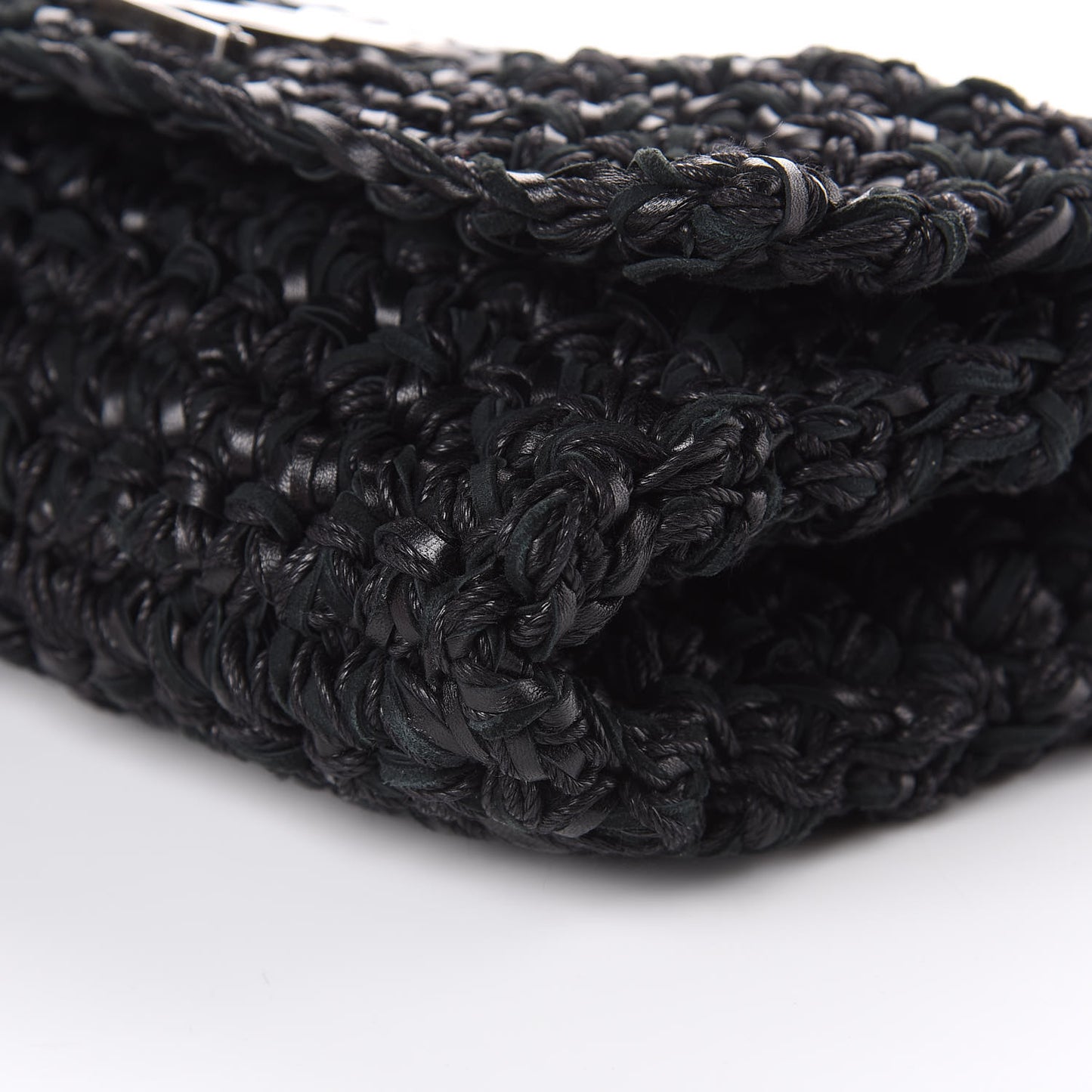 Woven Calfskin Medium Monogram Kate Satchel Black