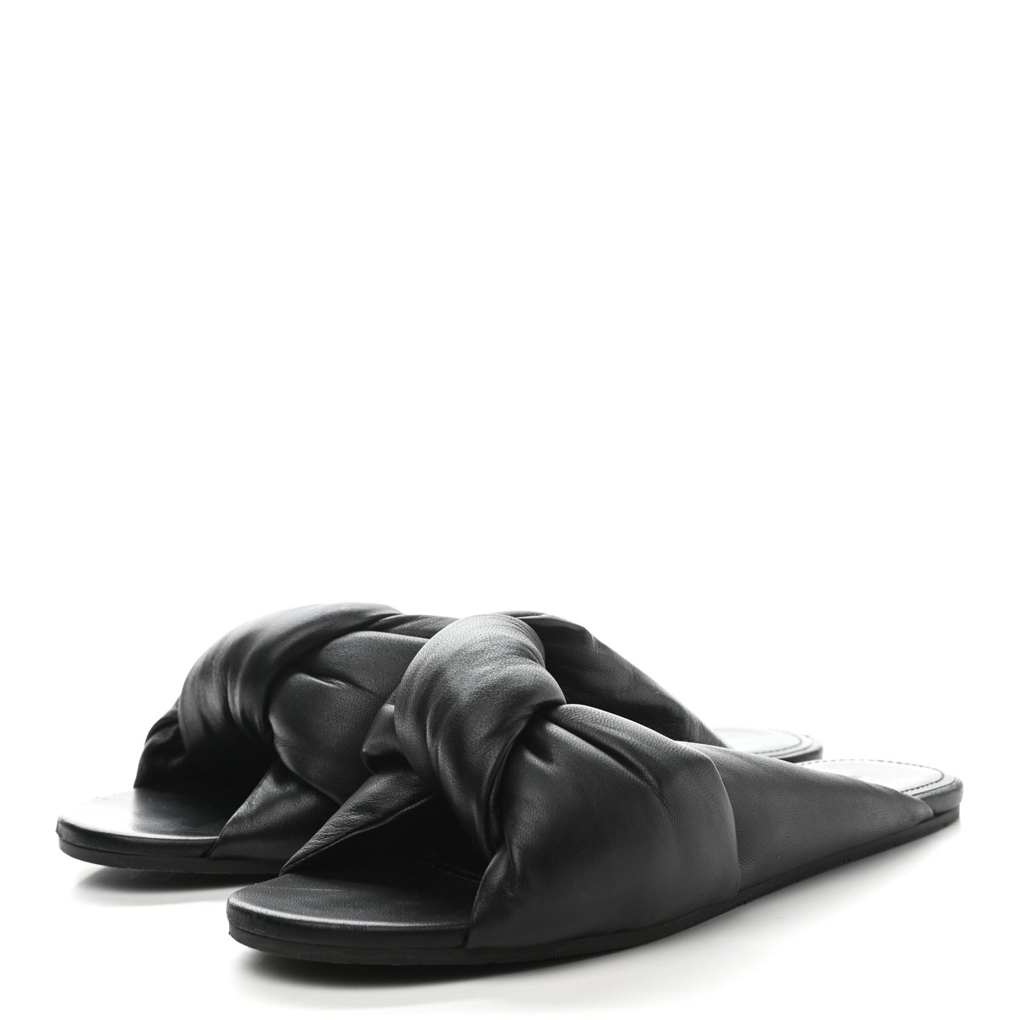 Lambskin Drapy Slide Sandals 37 Black