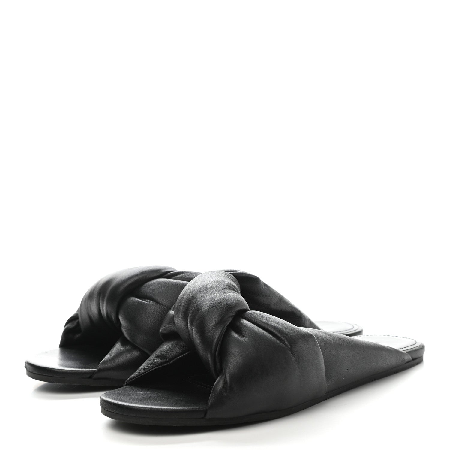 Balenciaga Lambskin Drapy Slide Sandals 37 Black 3 of 11