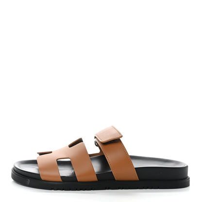 Hermes Calfskin Womens Chypre Sandals 39 Gold 1 of 10