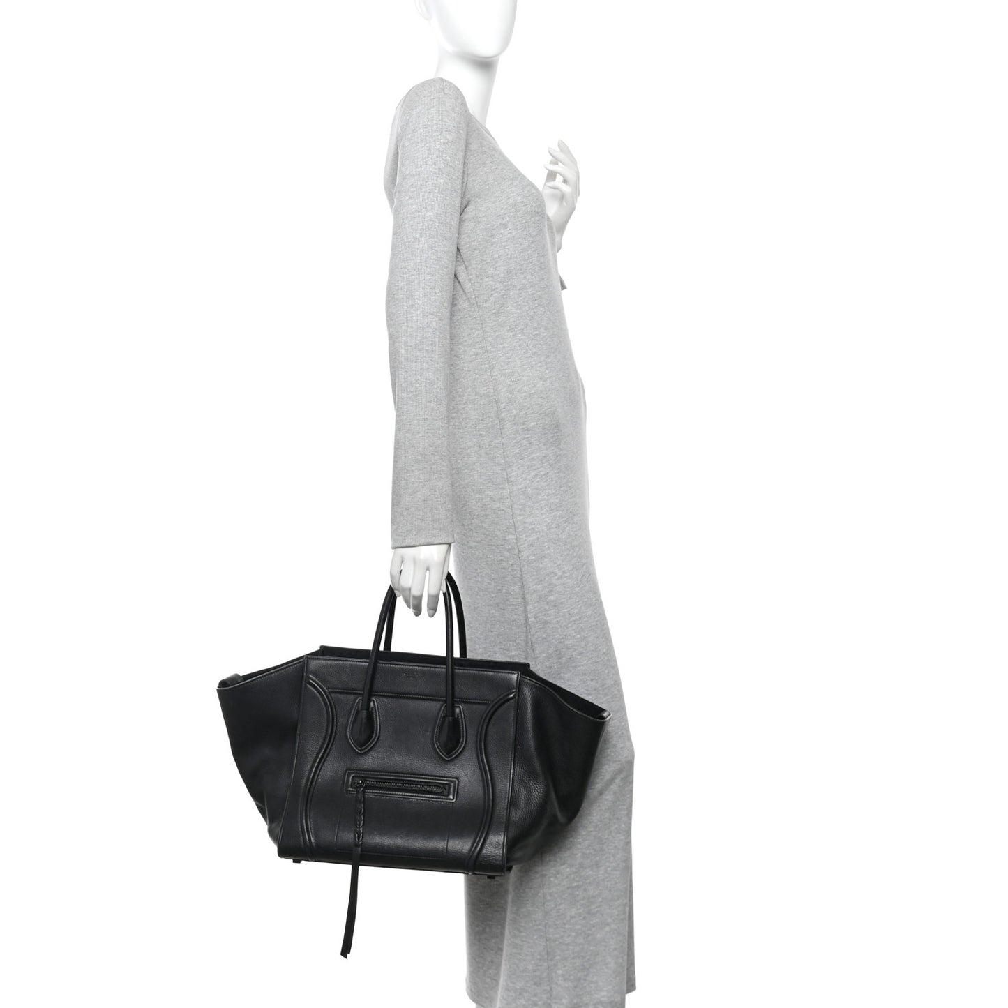 Grained Calfskin Medium Phantom Luggage Black