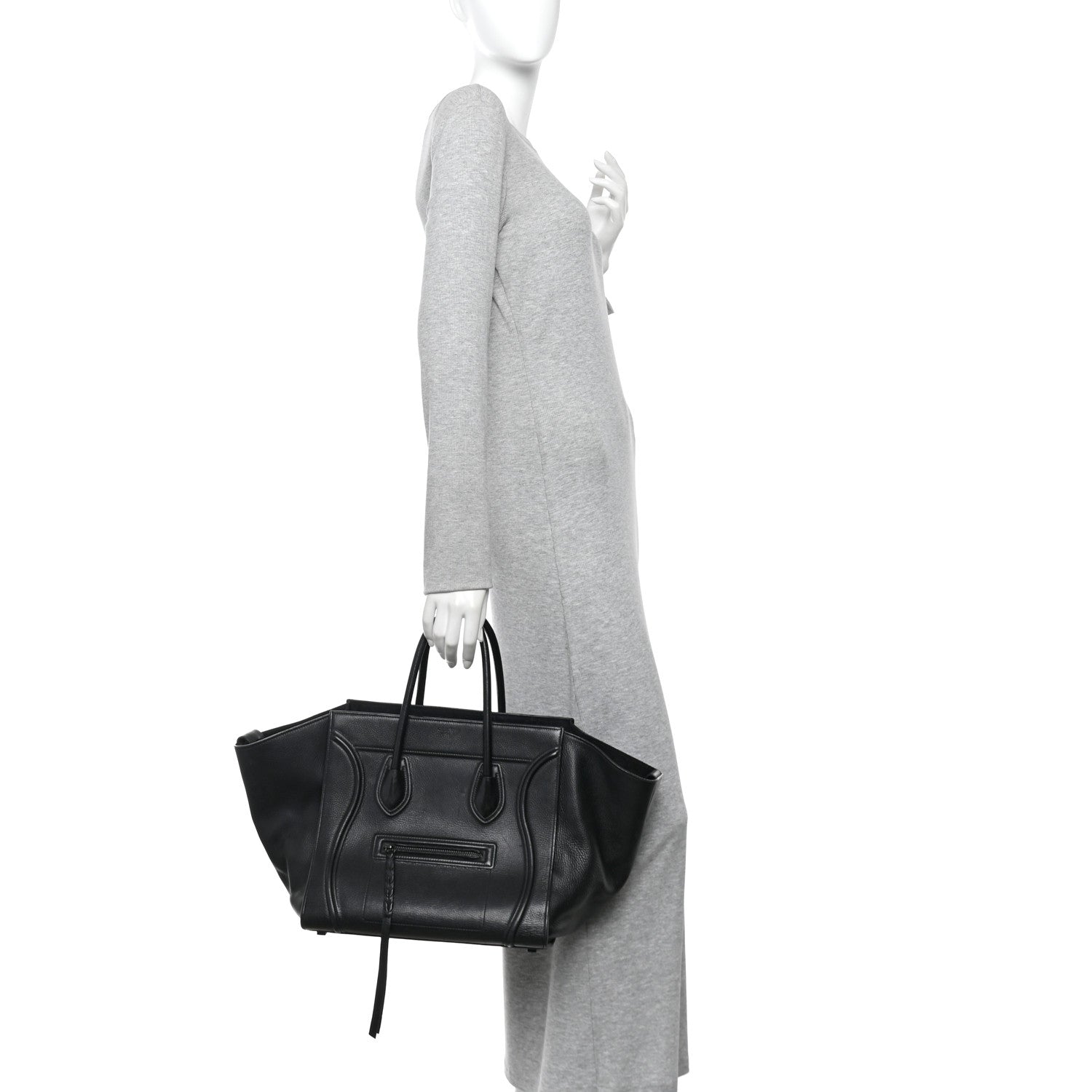Celine Grained Calfskin Medium Phantom Luggage Black 2 of 13