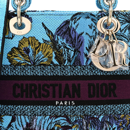 Christian Dior Canvas Toile de Jouy Voyage Embroidered Medium Lady D-Lite Celestial Blue 7 of 9