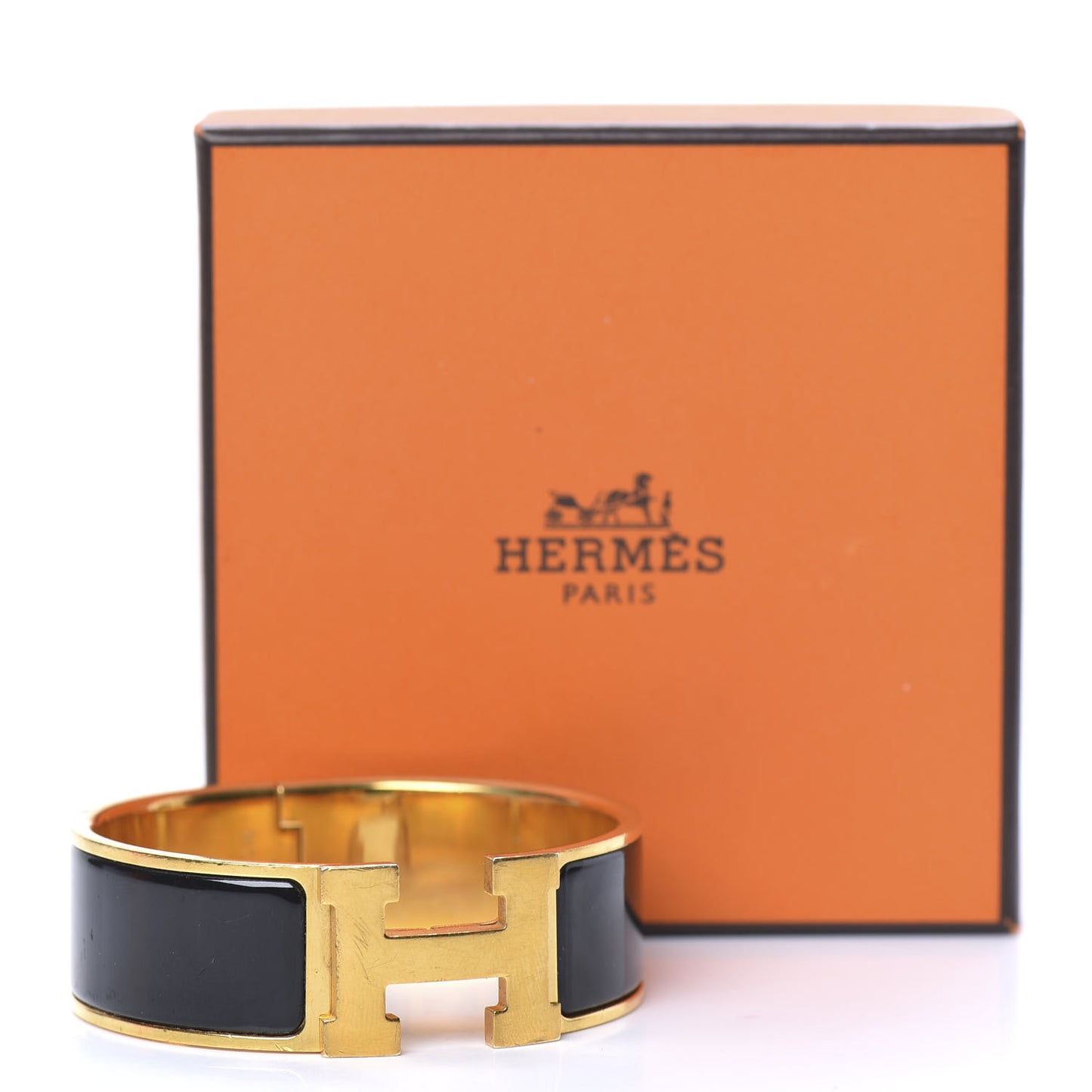 Enamel Wide Clic Clac H Bracelet GM Black