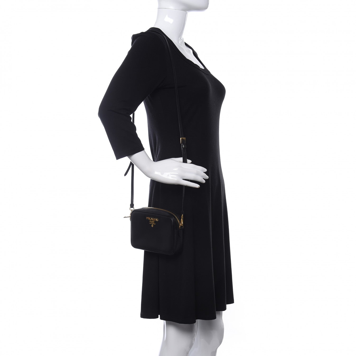 Prada Saffiano Lux Small Camera Crossbody Bag Black 2 of 10