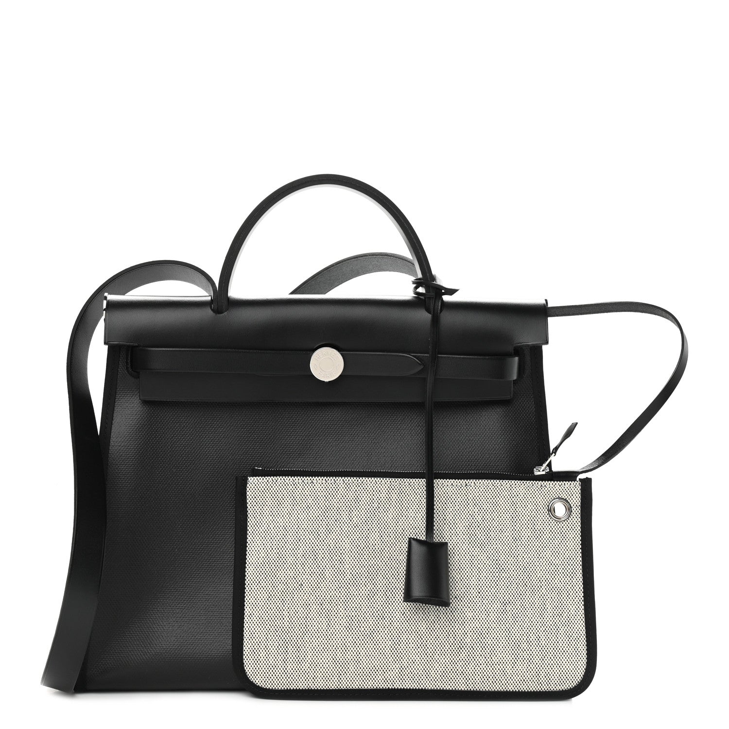 Hermes Toile H Berline Vache Hunter Herbag Zip PM 31 Black Ecru 1 of 11