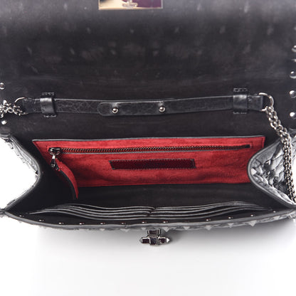 Valentino Garavani Craquele Nappa Rockstud Spike Wallet on Chain Black 5 of 7