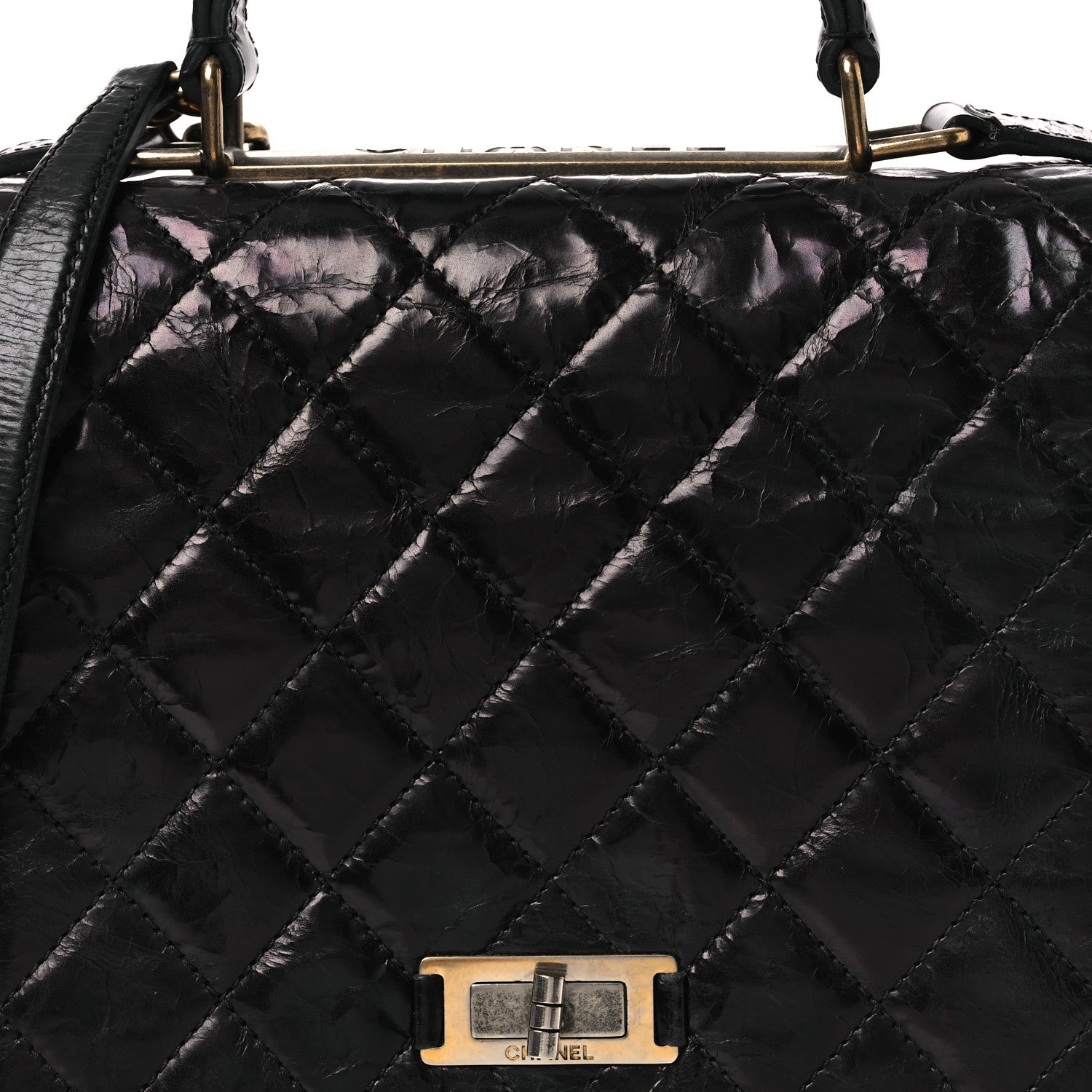 Chanel Glazed Calfskin Quilted Rita Top Handle Flap Black 8 of 20