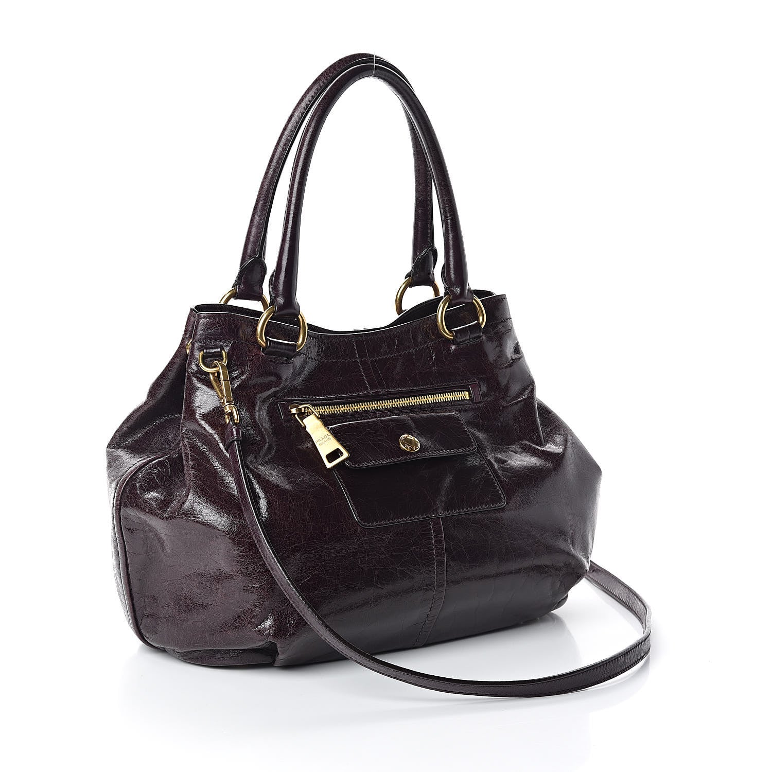 Prada Vitello Shine Chain Tote Mosto 3 of 9