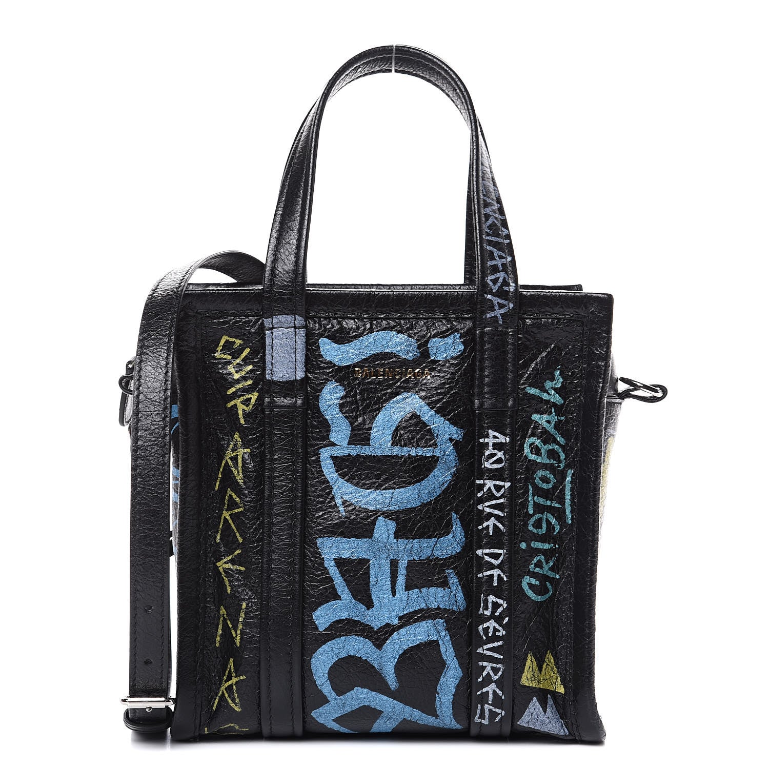 Balenciaga Agneau Arena Graffiti All Over XXS Bazar Shopper Tote Black Multicolor 1 of 9