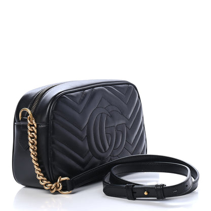 Gucci Calfskin Matelasse Small GG Marmont Chain Shoulder Bag Black 2 of 4