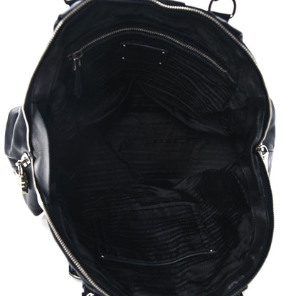 Prada Soft Calf Pleated Tote Black 4 of 9