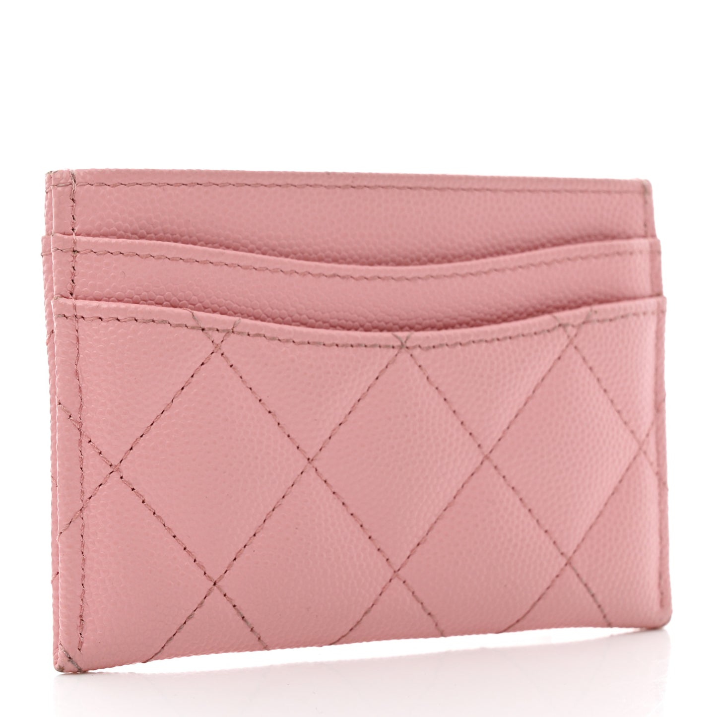 Caviar Quilted Card Holder Light Pink