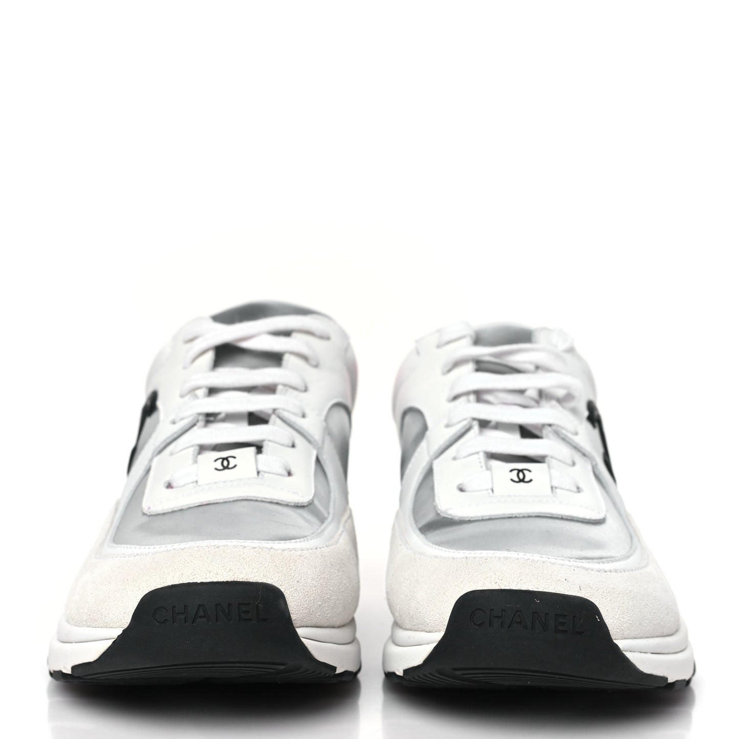 Calfskin Fabric Sneakers 39.5 White Silver Fluo Pink