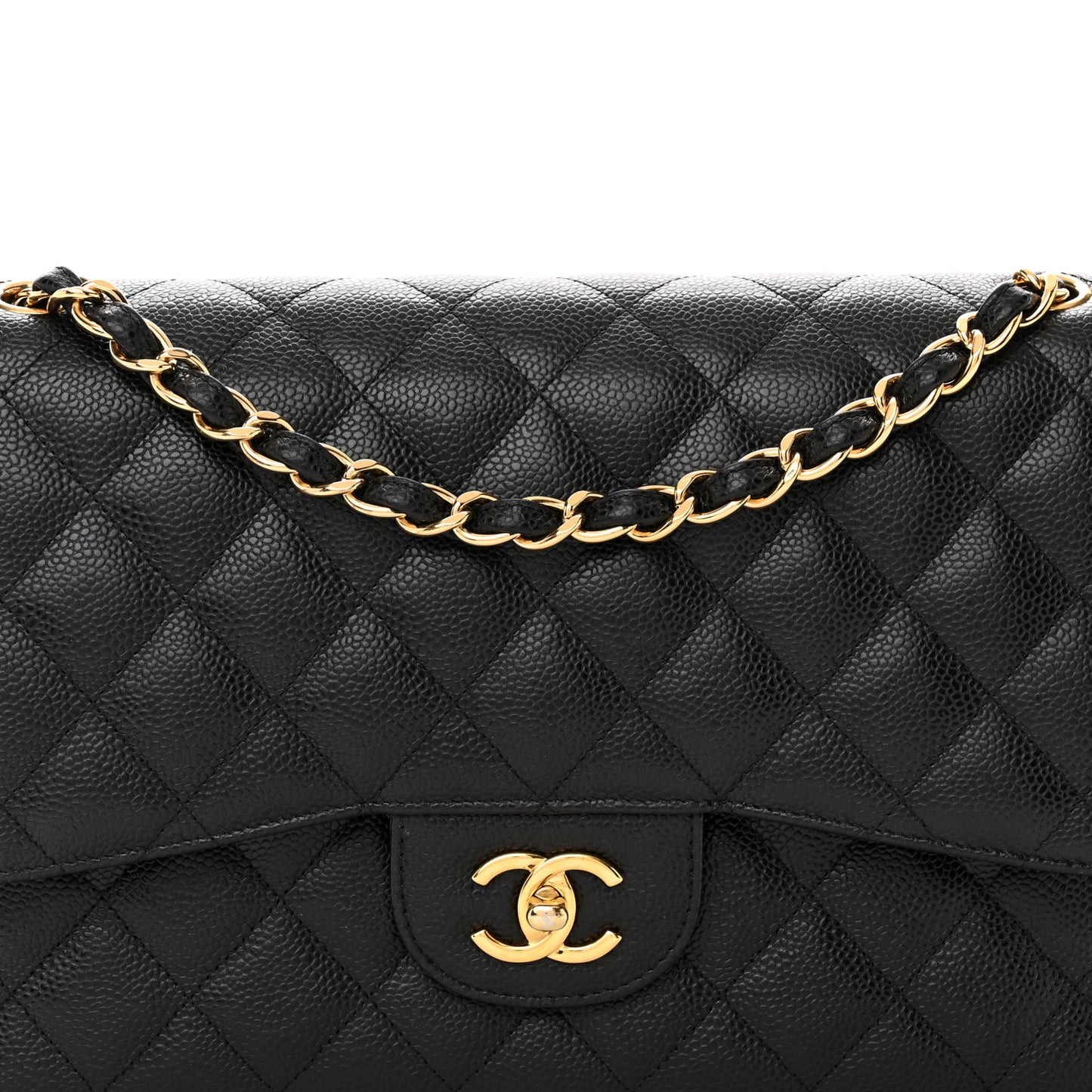 Caviar Quilted Jumbo Double Flap Black