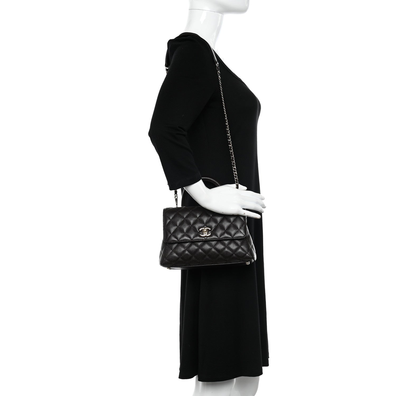Chanel Caviar Quilted Mini Coco Handle Flap Dark Brown 2 of 11