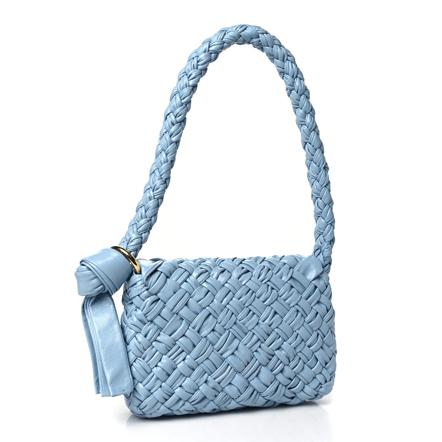 Bottega Veneta Calfskin Foulard Intreccio Kalimero Città Shoulder Bag Ice 3 of 10