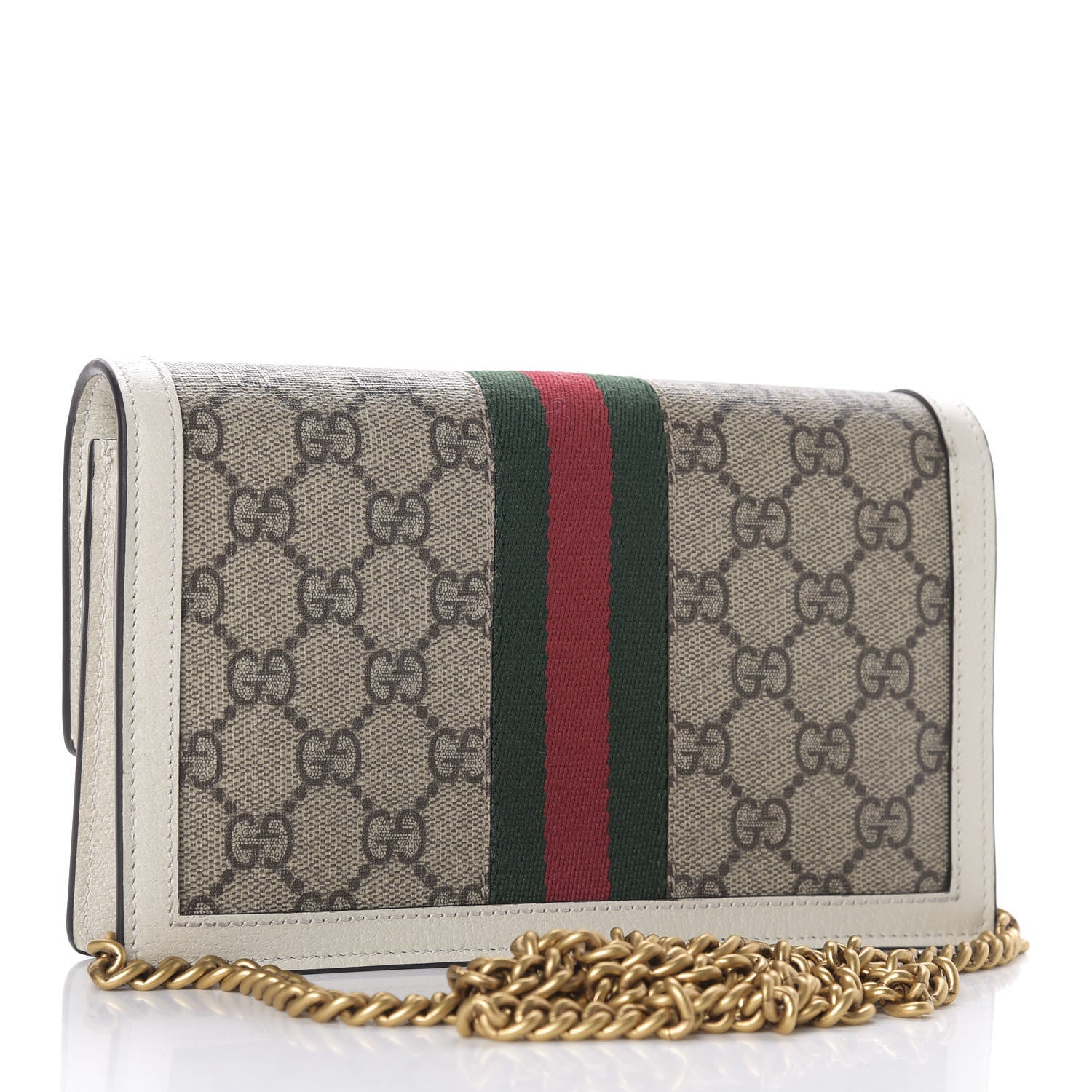 Gucci GG Supreme Monogram Web Queen Margaret Chain Wallet White 3 of 9
