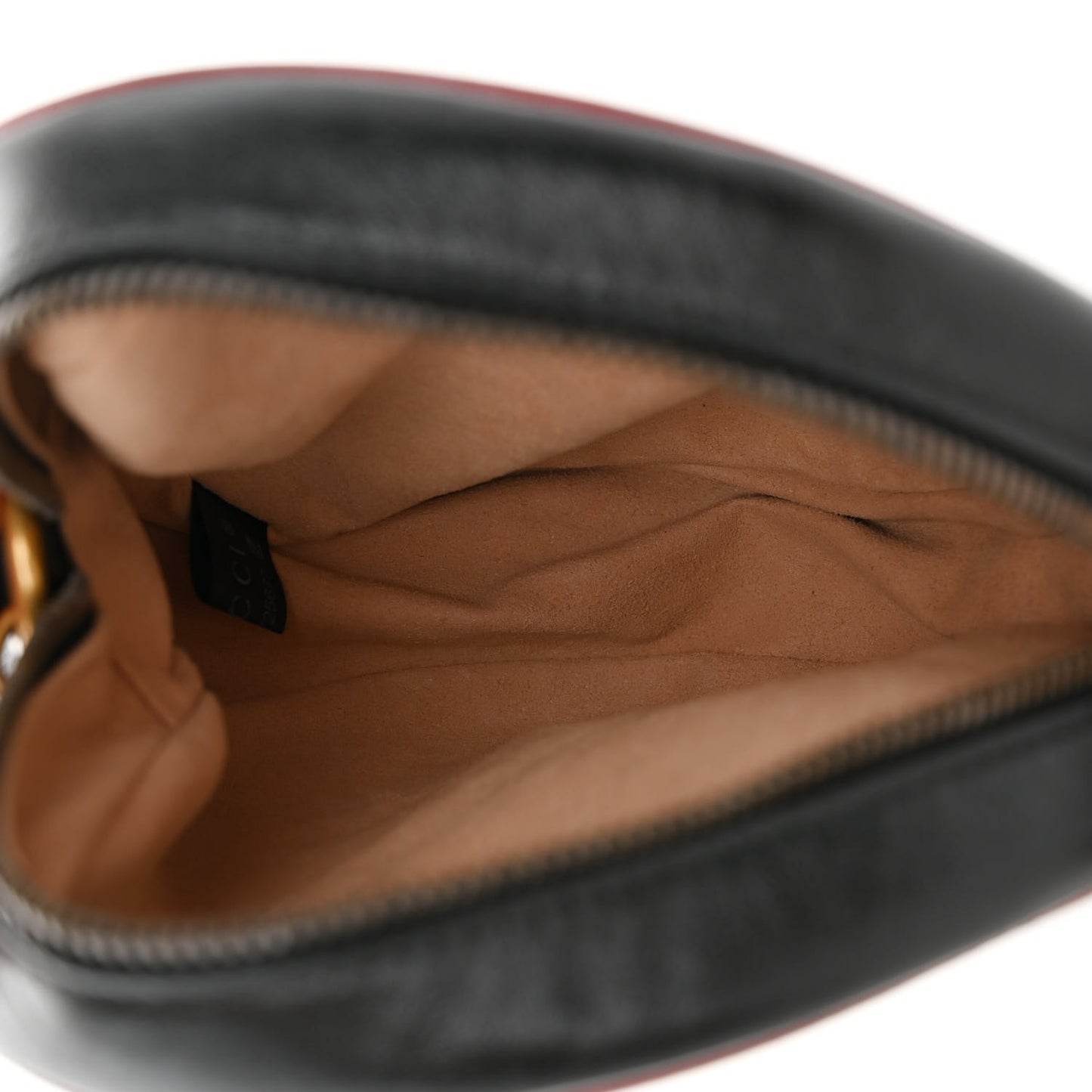 Vintage Effect Calfskin Matelasse Diagonal Mini Torchon GG Marmont Round Shoulder Bag Black Romantic Cherry