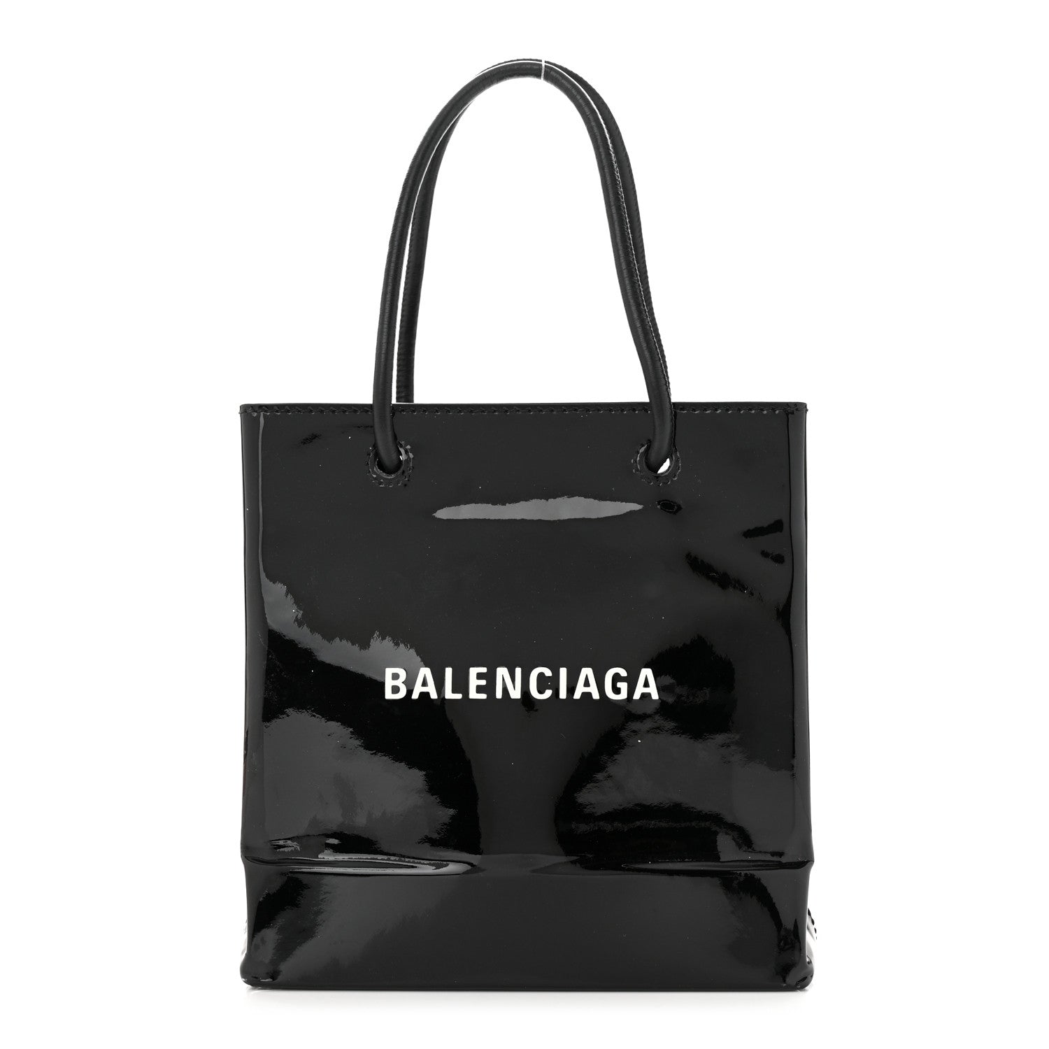 Balenciaga Patent Calfskin Logo Shopping Tote XXS Black 1 of 13