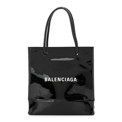 Balenciaga Patent Calfskin Logo Shopping Tote XXS Black 1 of 13