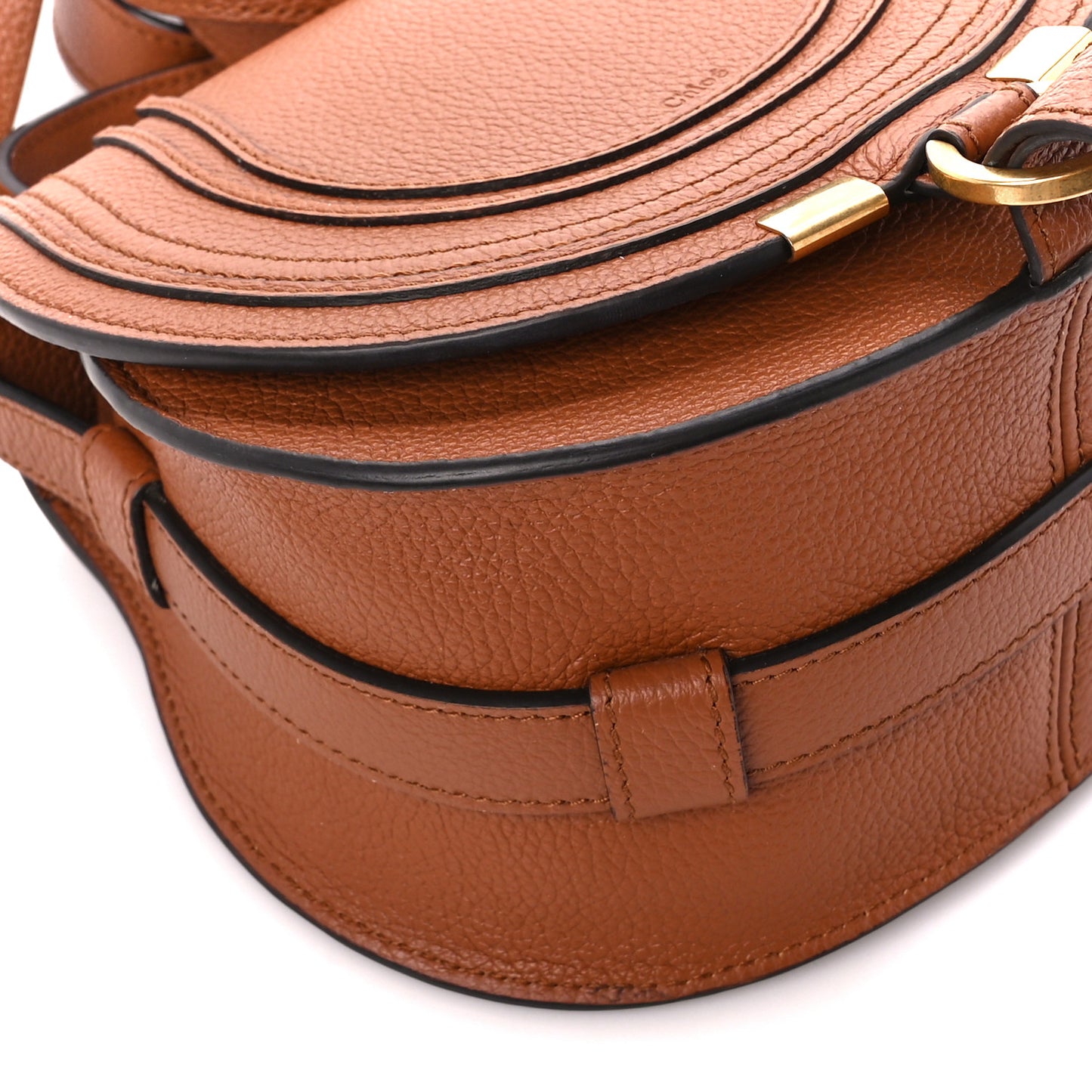 Grained Calfskin Small Marcie Saddle Bag Tan