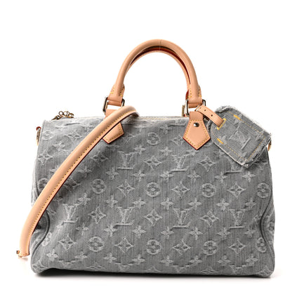 Louis Vuitton Monogram Denim Speedy Soft 30 Washed Gray 1 of 10