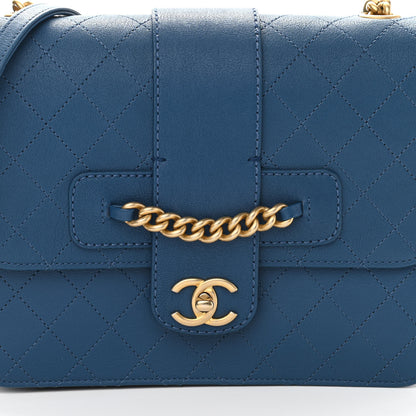 Chanel Sheepskin Stitched Chain Large Flap Bag Blue 8 of 10