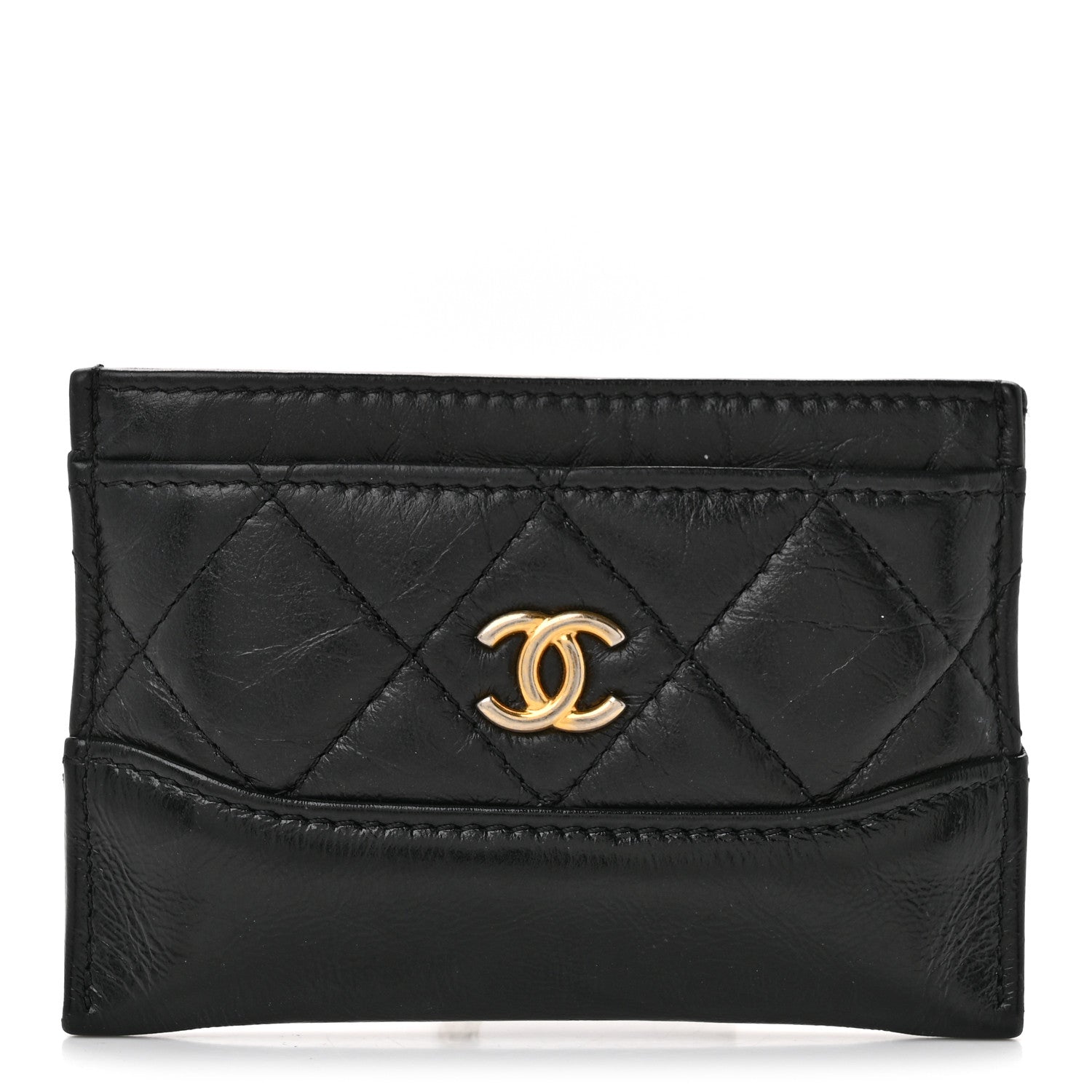 Chanel Aged Calfskin Quilted Gabrielle Card Holder Black 1 of 9