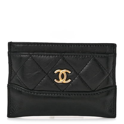 Chanel Aged Calfskin Quilted Gabrielle Card Holder Black 1 of 9