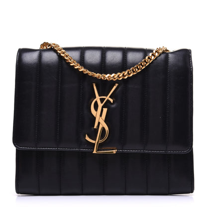 Saint Laurent Lambskin Matelasse Monogram Vicky Chain Wallet Black 1 of 13
