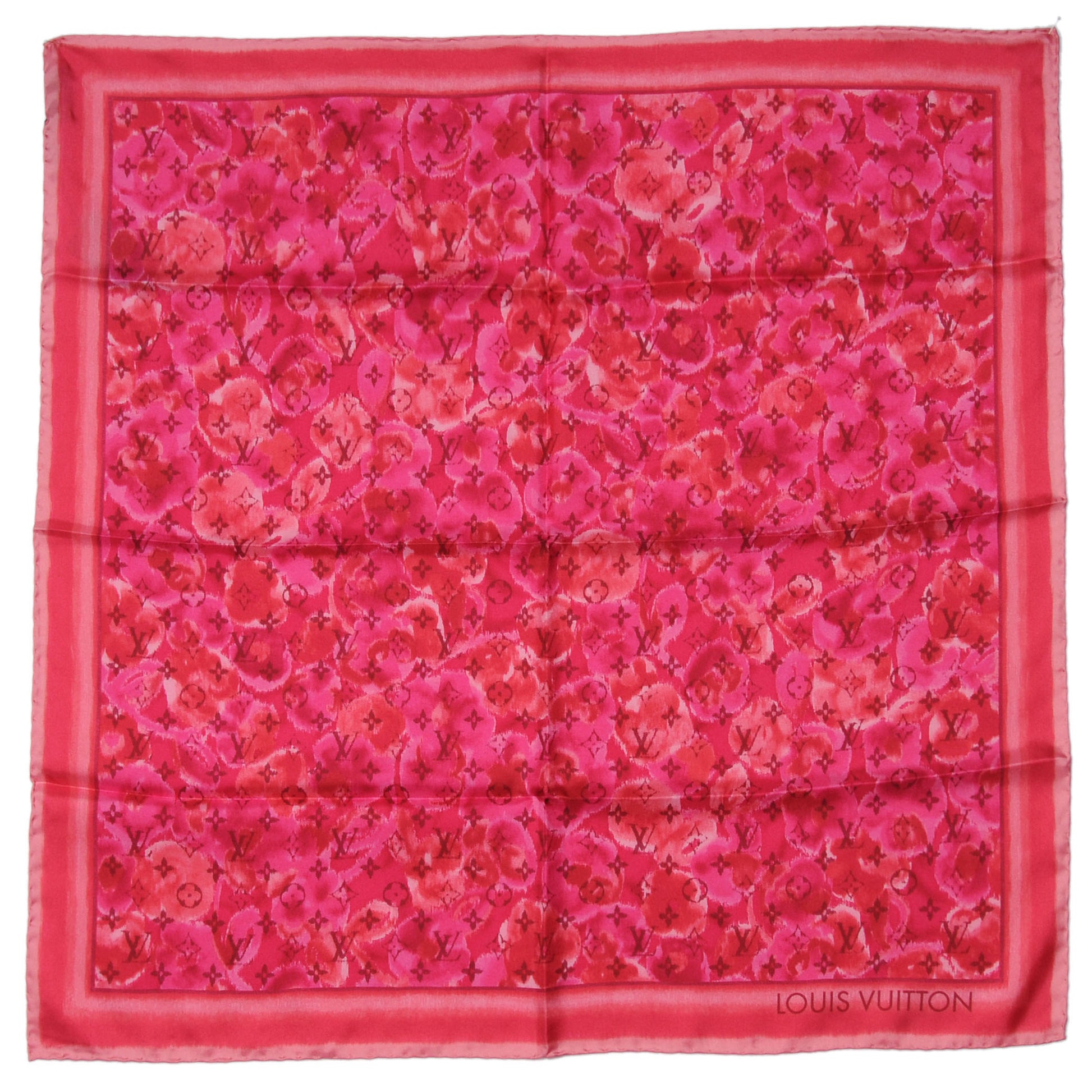 Louis Vuitton Silk Monogram Ikat Summer Square Scarf Rose Indien 2 of 5