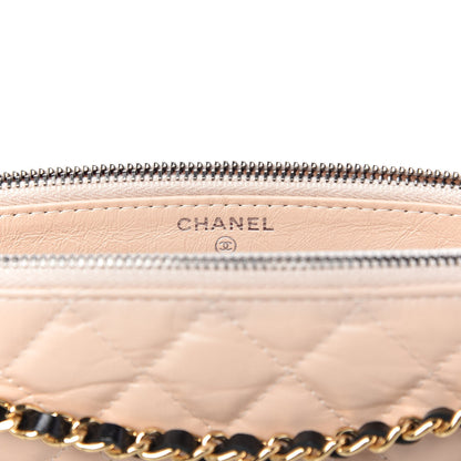 Chanel Aged Calfskin Quilted Small Gabrielle Clutch With Chain Beige Black 8 of 12