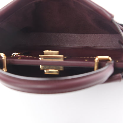 Fendi Vitello Seta Waves Bi-Color Medium Peekaboo Iconic Satchel Bordeaux Latte 5 of 9
