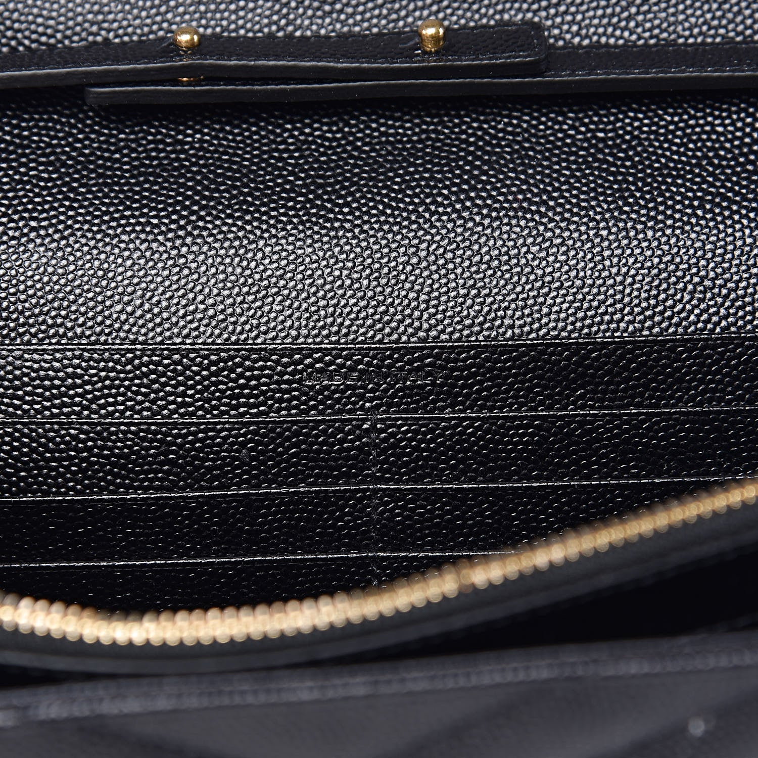 Saint Laurent Grain De Poudre Matelasse Chevron Monogram Chain Wallet Black 7 of 13