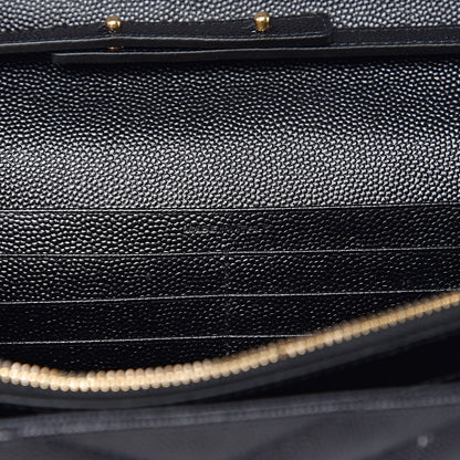 Saint Laurent Grain De Poudre Matelasse Chevron Monogram Chain Wallet Black 7 of 13