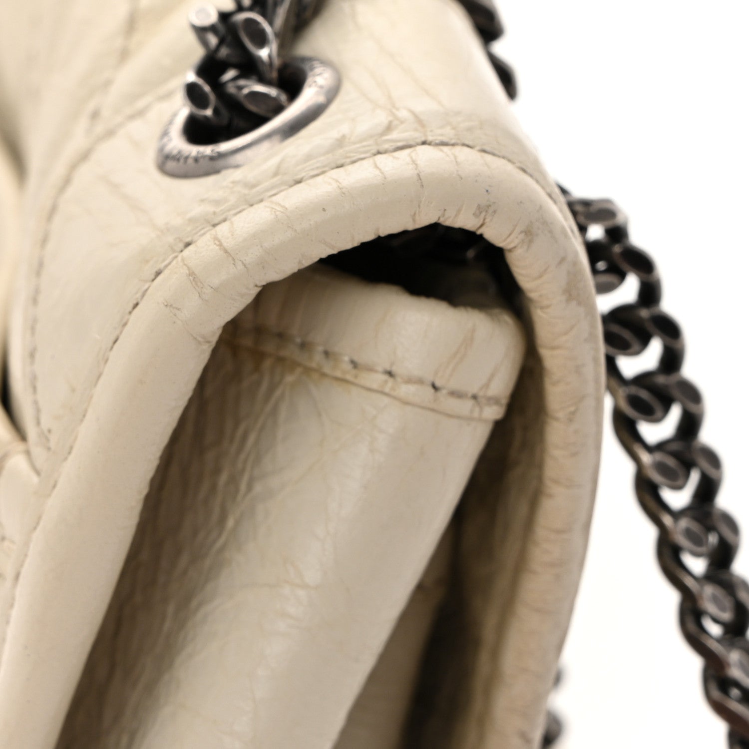 Saint Laurent Crinkled Calfskin Matelasse Monogram Baby Niki Chain Satchel White 15 of 16