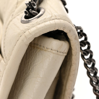 Saint Laurent Crinkled Calfskin Matelasse Monogram Baby Niki Chain Satchel White 15 of 16