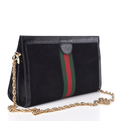 Gucci Suede Patent GG Web Medium Ophidia Chain Shoulder Bag Black 3 of 7