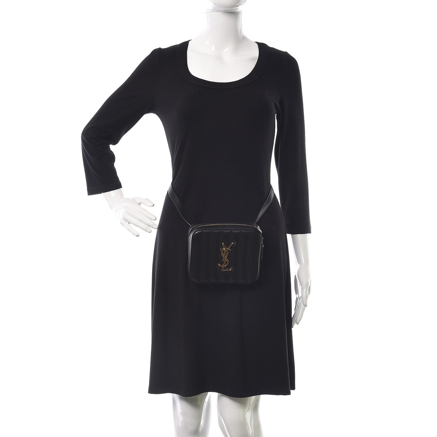 Lambskin Matelasse Vicky Monogram Belt Bag Black