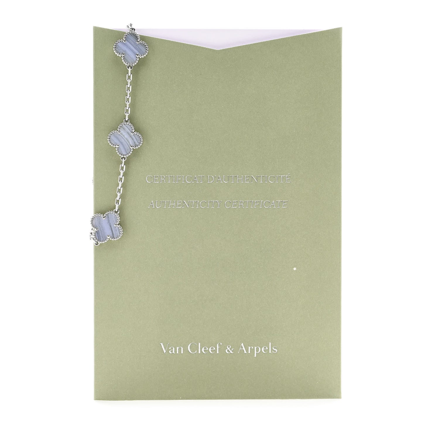 18K White Gold Chalcedony 5 Motifs Vintage Alhambra Bracelet
