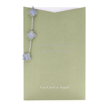 Van Cleef & Arpels 18K White Gold Chalcedony 5 Motifs Vintage Alhambra Bracelet 5 of 5